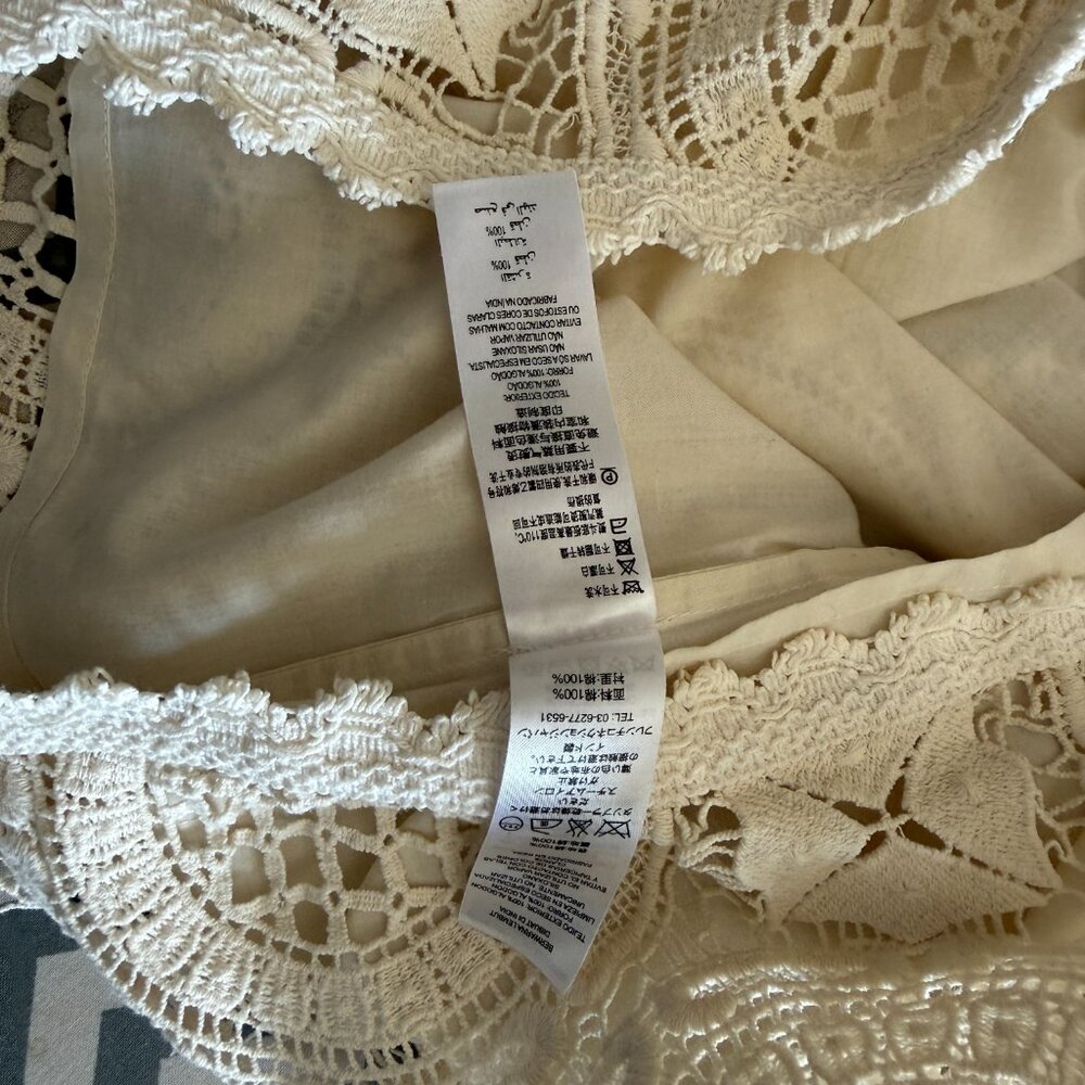 French Connection Vintage All Over Crochet Lace Cotton Fully Lined Mini Dress - Picture 9 of 11